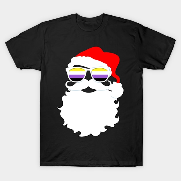 Santa Claus Nonbinary Pride Flag Sunglasses T-Shirt by wheedesign
